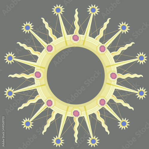 Solar circles, frames with jewellery ornament