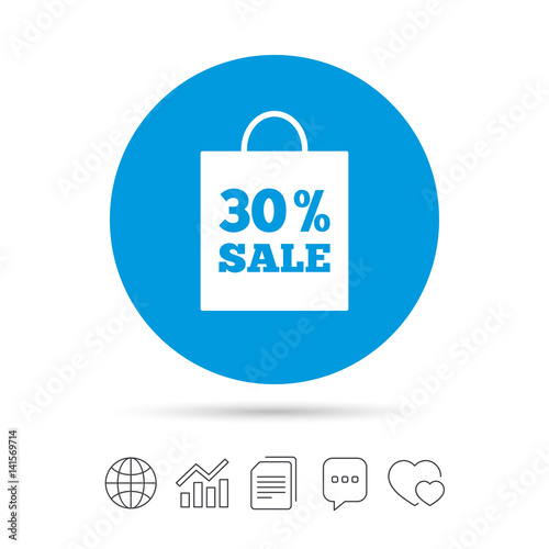 30 percent sale bag tag sign icon.