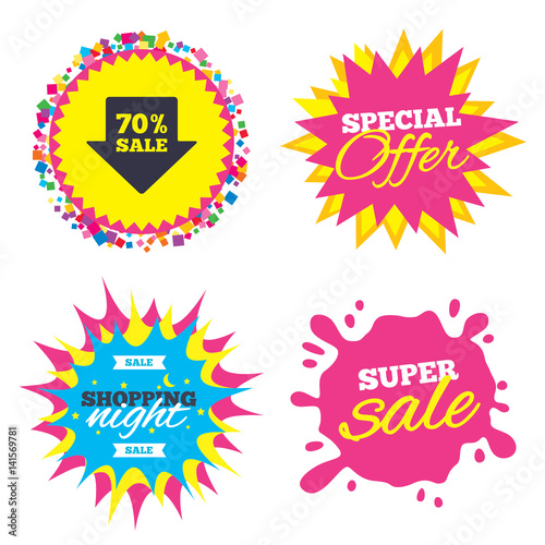 70 percent sale arrow tag sign icon.