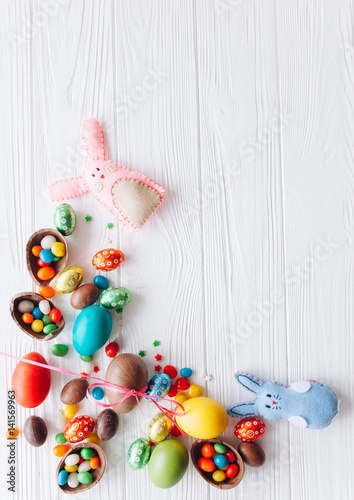 Easter concept. chocolate eggs on a white background