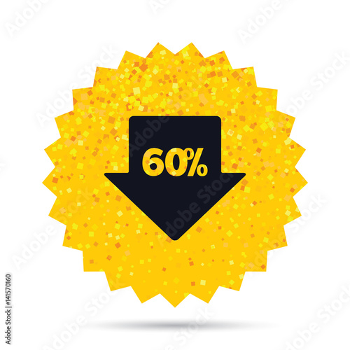60 percent sale arrow tag sign icon.