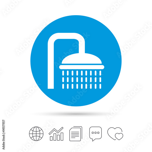 Shower sign icon. Douche with water drops symbol.
