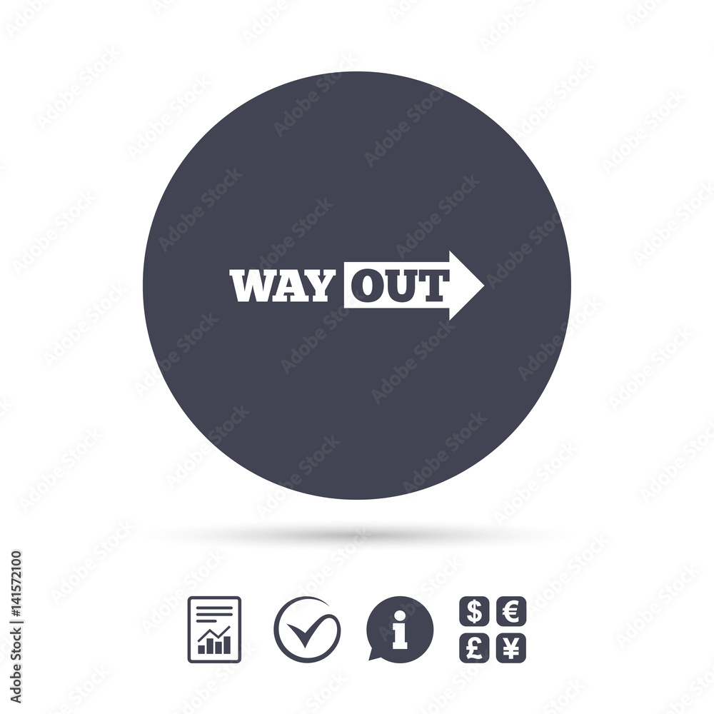 Way out right sign icon. Arrow symbol. Way out right sign icon. Arrow symbol.