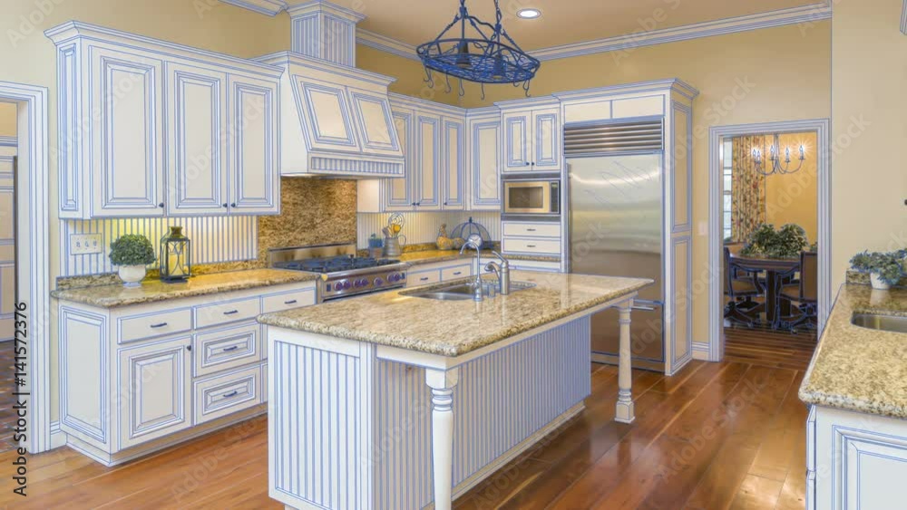 Transition Of Beautiful Custom Kitchen From Drawing to Completion.