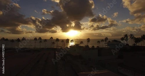 Aerial View of Beautiful Sunset on Maceio, Alagoas