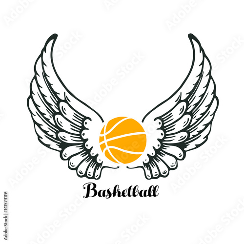 Basket Ball Logo Wings Vector