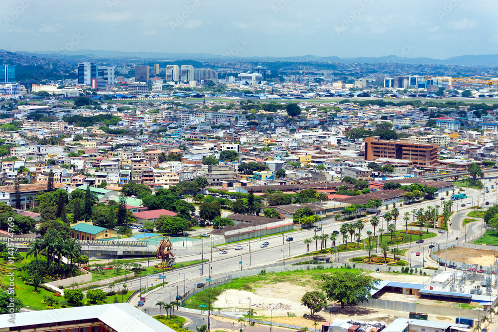 Cityscape view of Guayaquil, the largest city in Ecuador