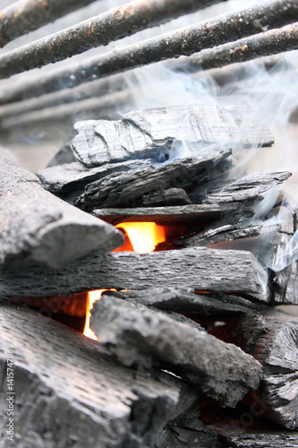 Carbón vegetal ardiendo photo