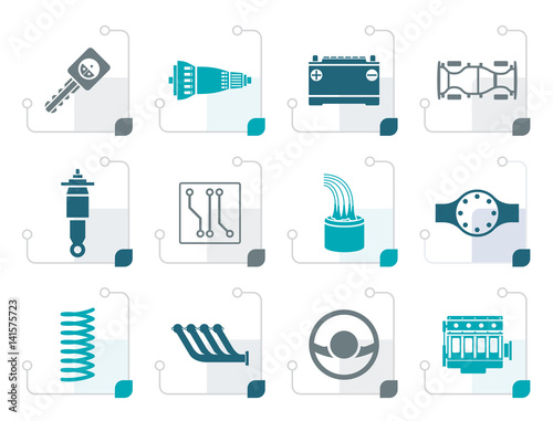 Stylized Realistic Car Parts and Services icons - Vector Icon Set 2