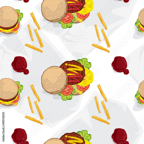 pattern fast food hamburger drawing graphic design illustrate objects background