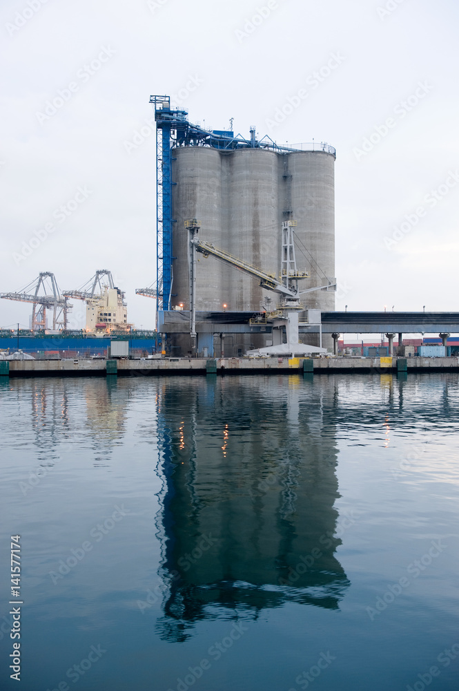 Modern waterfront silo