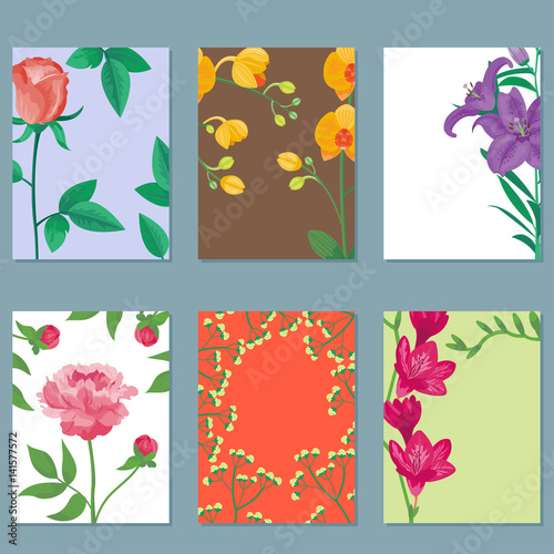Cartoon petal vintage floral vector bouquet garden flower botanical natural p...