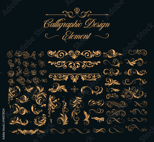 calligraphic design elements set