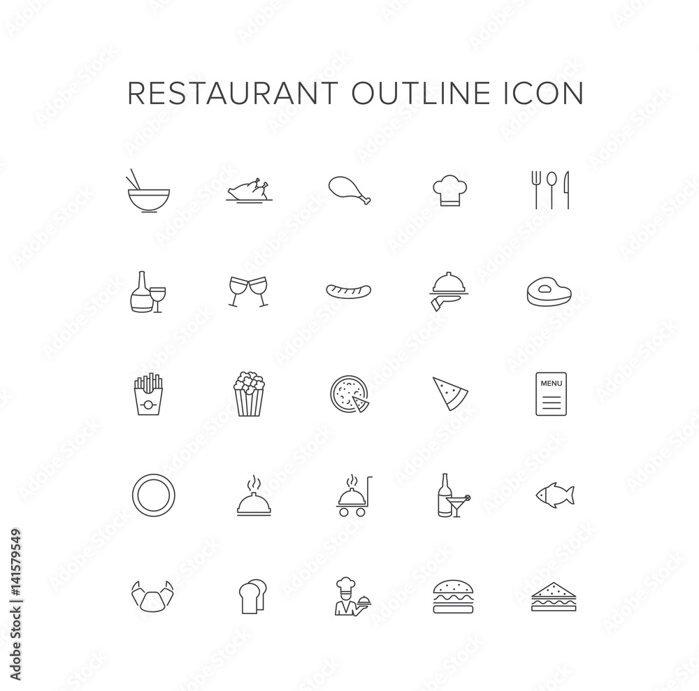 Restaurant Line Icon Set