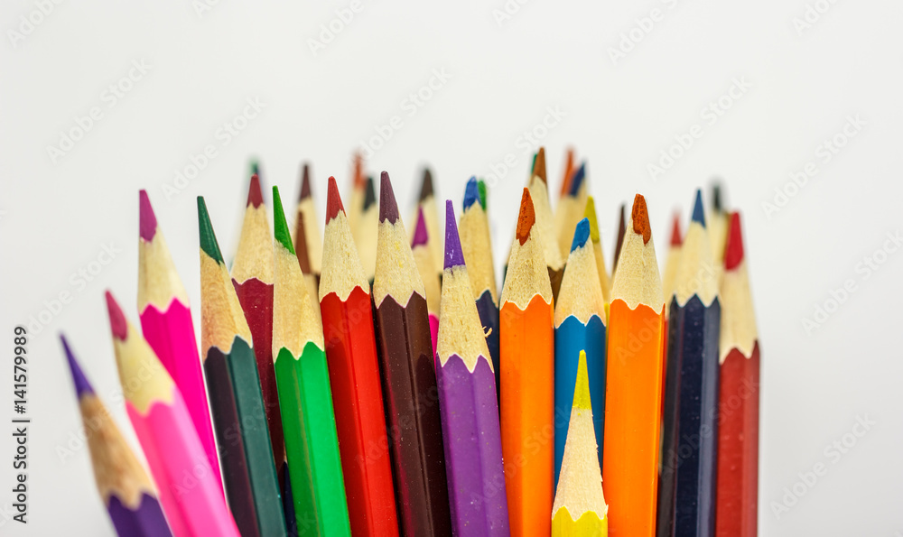 Many colored pencils isolate on white background
Many colored pencils isolate on white background