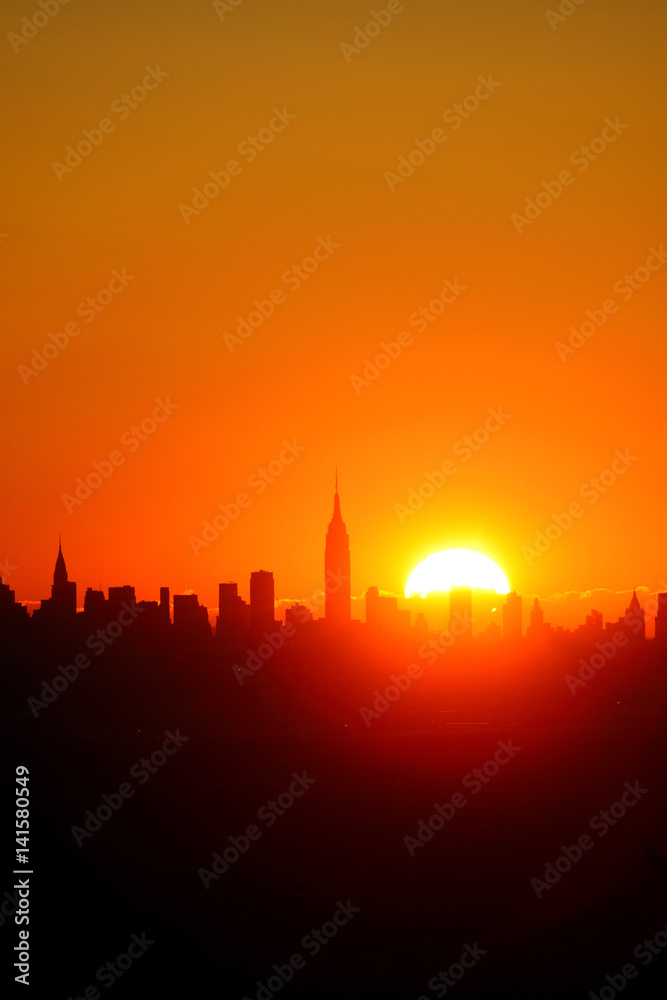 New York City sunrise silhouette