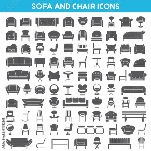 sofa icons, chair icons and furniture icons