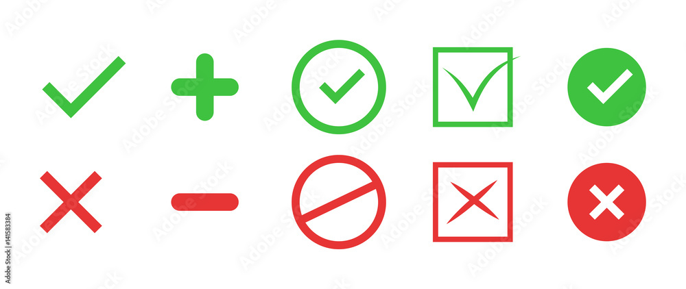 Correct and incorrect icons. True and false signs. Vector Correct and incorrect icons. True and false signs. Vector