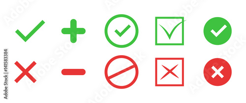 Correct and incorrect icons. True and false signs. Vector