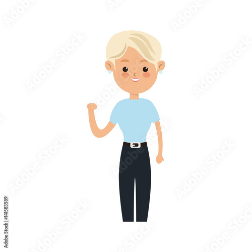 young woman cartoon icon over white background. colorful design. vector illustration