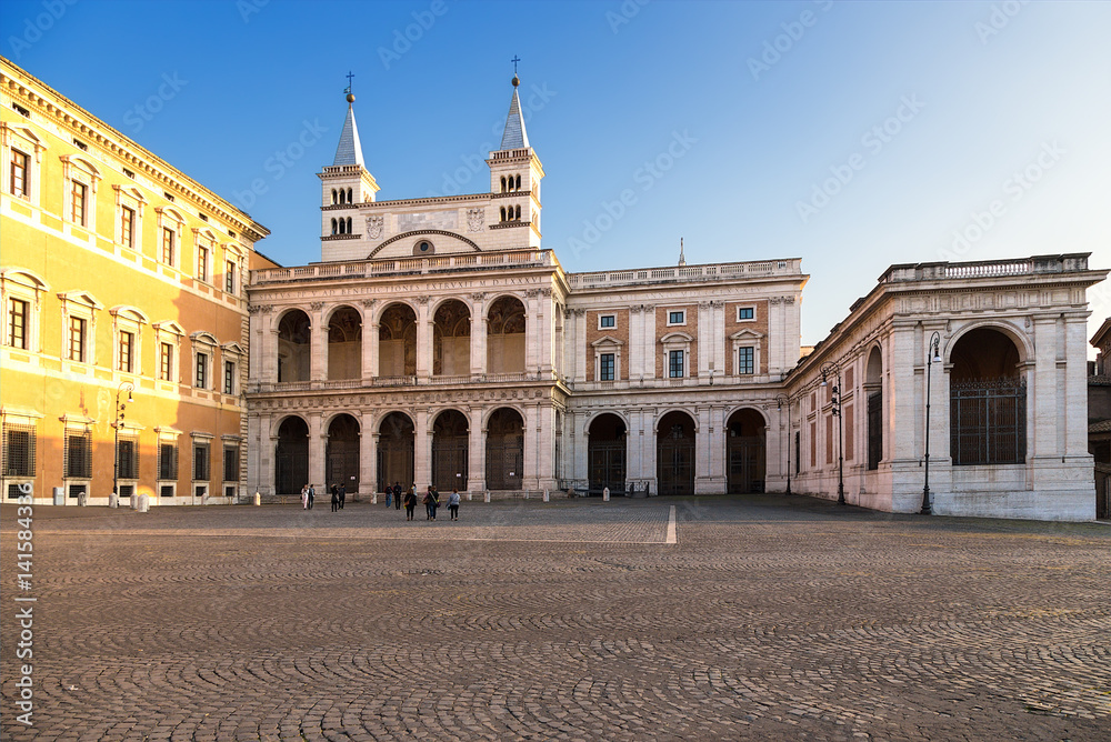 Rome, Italy. The northern facade of the Basilica of St. John the Baptist at the Lateran Hill (Basilica di San Giovanni in Laterano)
