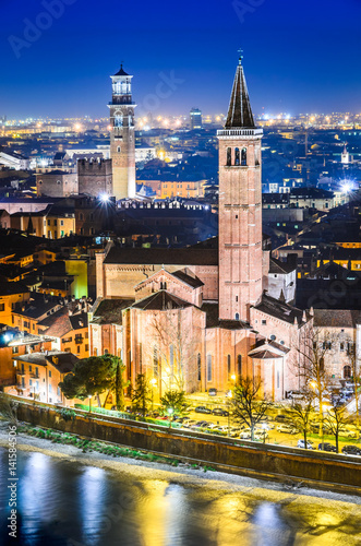 Verona skyline  night. Italy