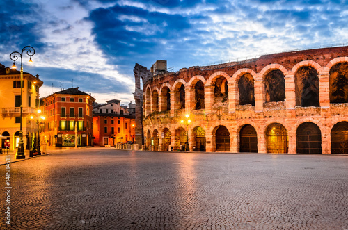 Piazza Bra and Arena, Verona amphitheatre in Italy photo