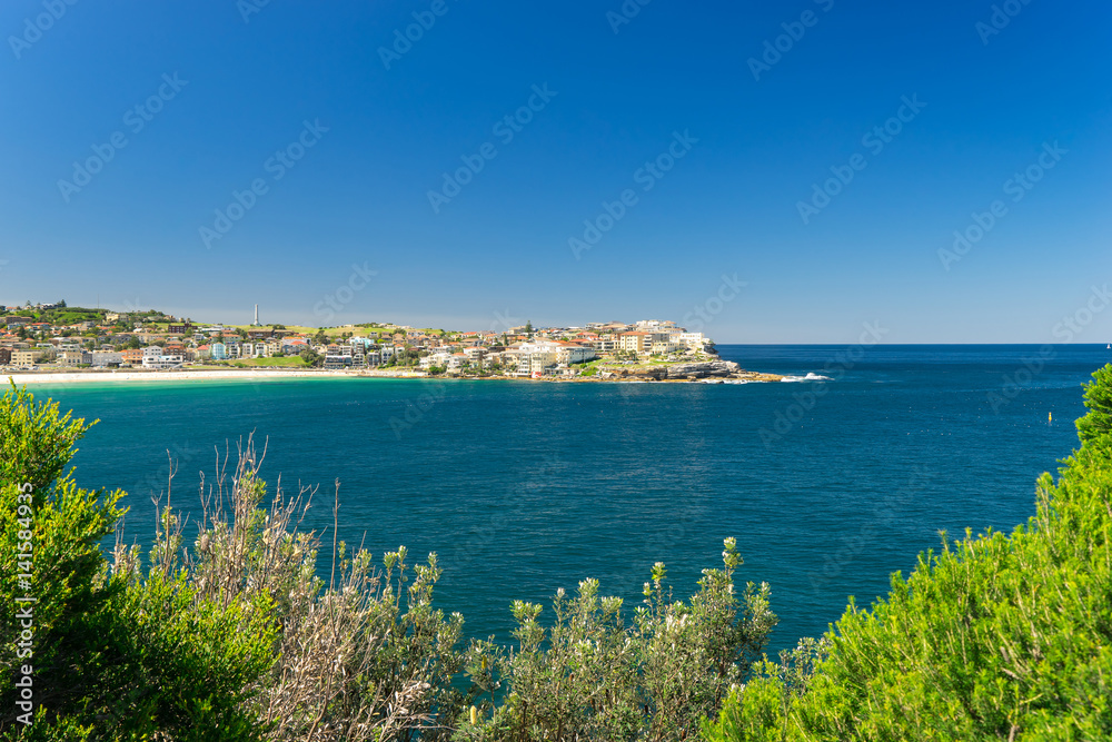 View of the Bondi Beach in Sydney Australia.