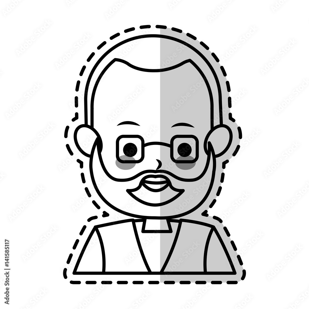 middle age man with beard cute cartoon icon image vector illustration design 