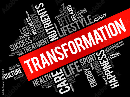 TRANSFORMATION word cloud, fitness, sport, health concept