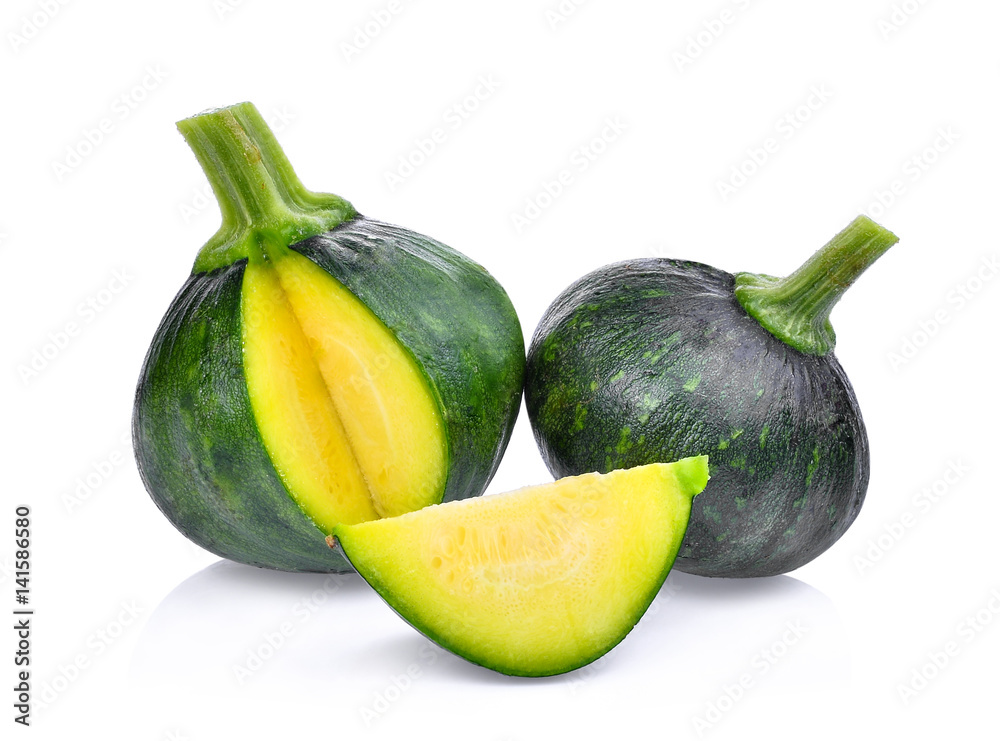 young green pumpkin isolated on white background young green pumpkin isolated on white background