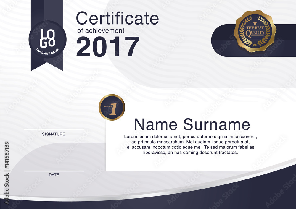 Fototapeta premium Certificate of achievement frame design template. vector