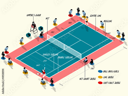 illustration vector info graphic of tennis court match, tennis sport info graphic design concept