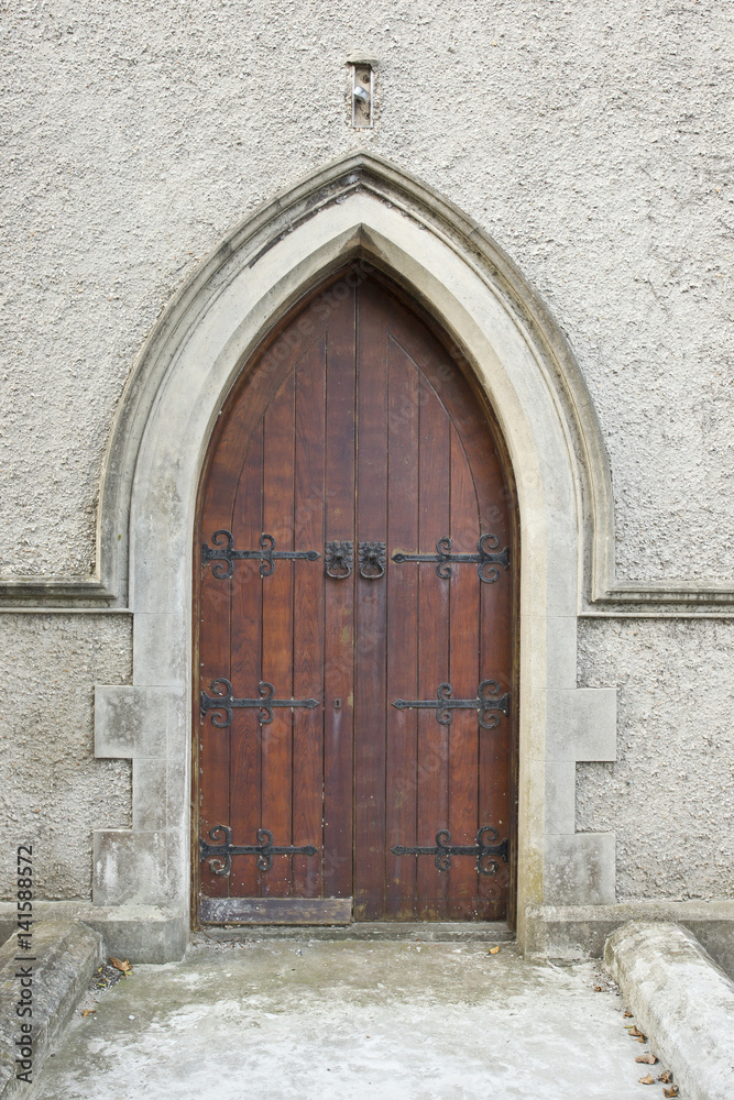 wooden door of a church