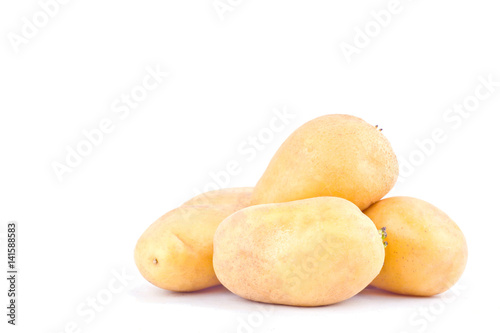  fresh organic potatoes tubers on white background healthy potato Vegetable food isolated 