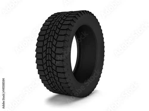 Car tire isolated on white background. 3D rendering © polesnoy