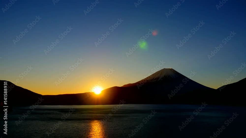 Mt.Fuji and Sunrise at Lake Motosuko timelapse
