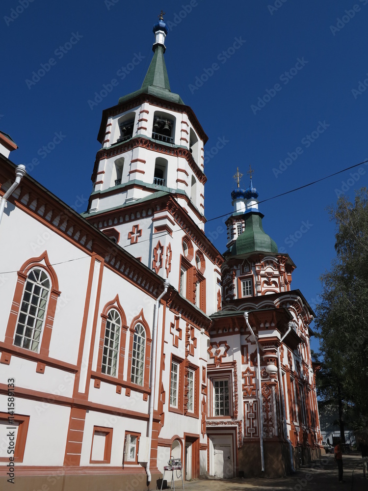 Naklejka premium Irkutsk, Russia, historical city center - pearl of Siberia on Angara river