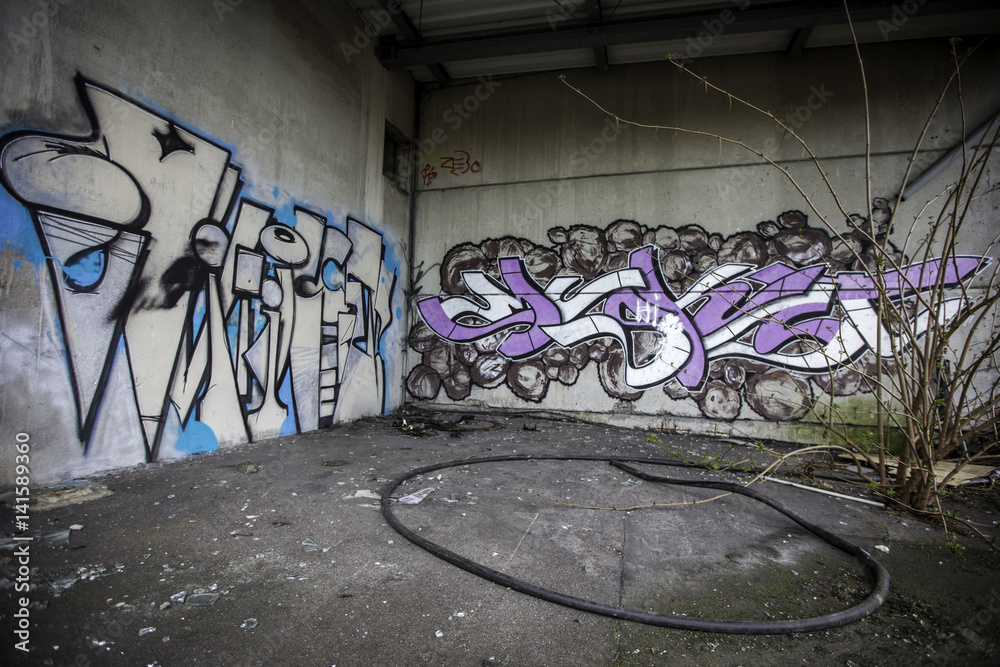 Streetart in einem verlassenen Fabrikgebäude