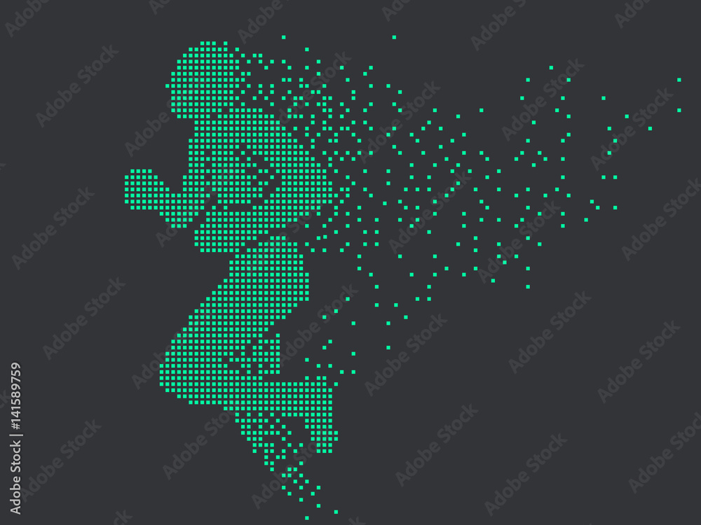 Running Man,vector graphics,composed of mosaic particle.
