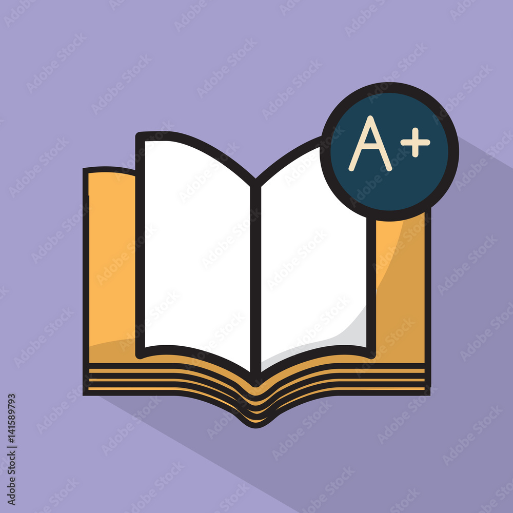 Notebook with A+ icon. Vector illustration