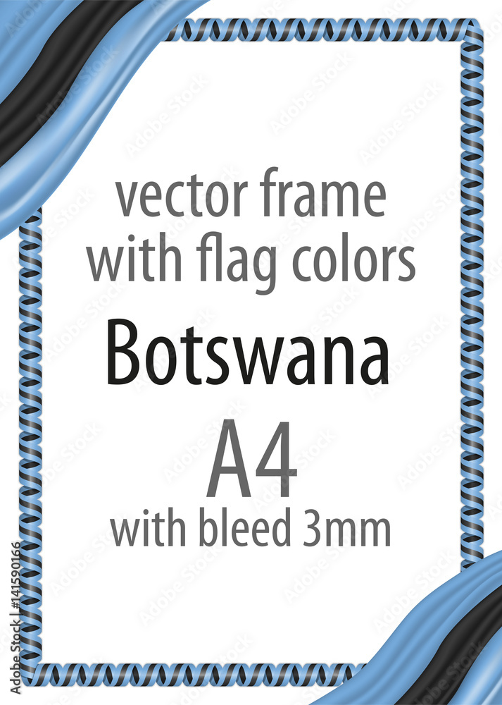 Frame and border of ribbon with the colors of the Botswana flag