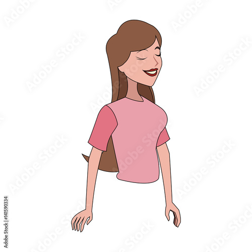pretty brunette woman icon image vector illustration design