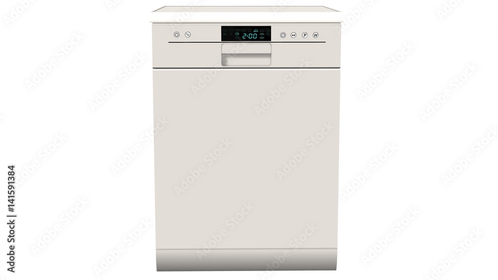 Modern freestanding dishwasher isolated on white Modern freestanding dishwasher isolated on white