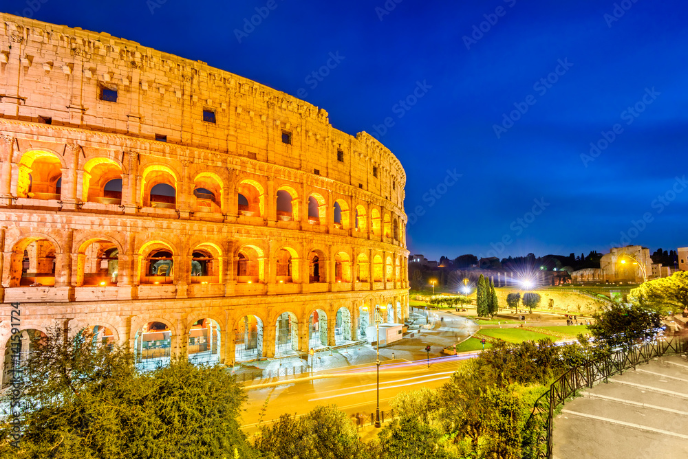 Colosseum in night, Rome, Italy