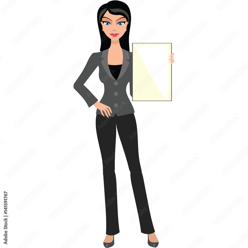 Fototapeta premium business woman, girl with banner