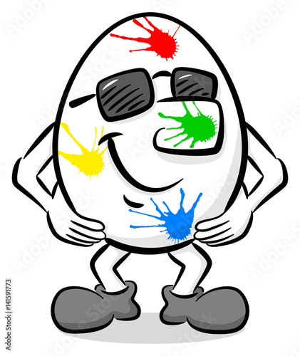 Cartoon Osterei mit Flecken und Sonnenbrille