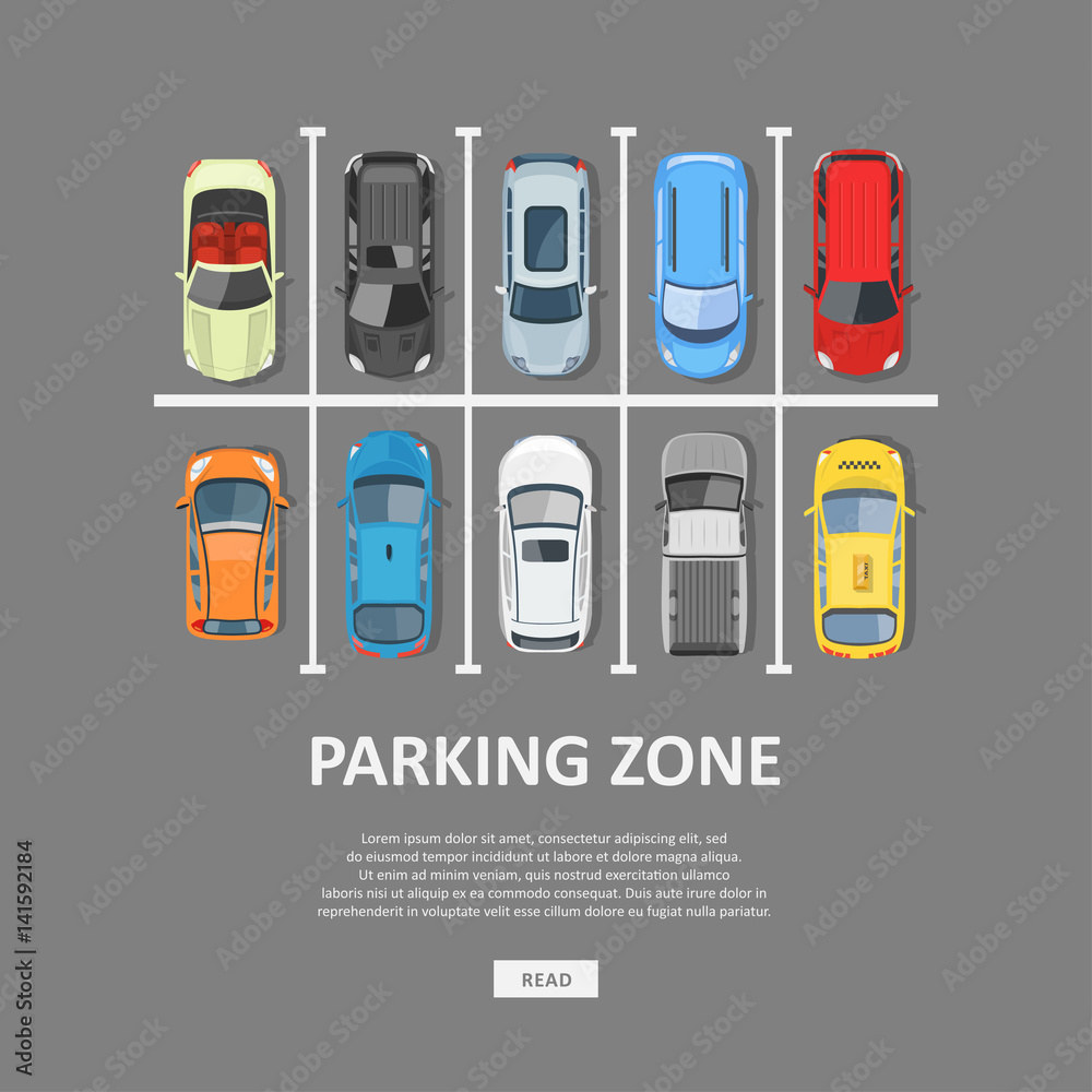 Fototapeta premium City car parking vector illustration in flat style