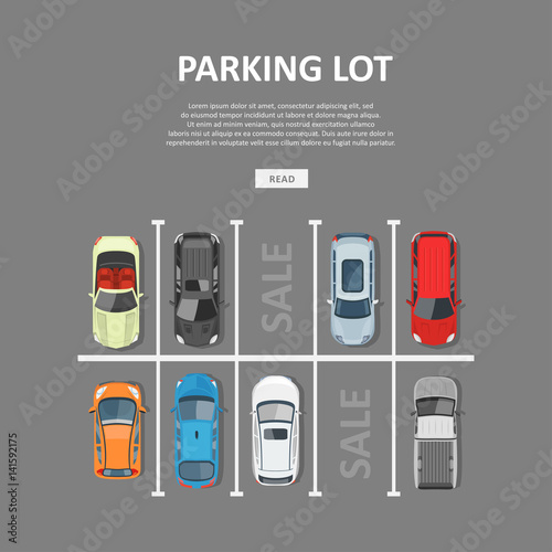 City car parking vector illustration in flat style