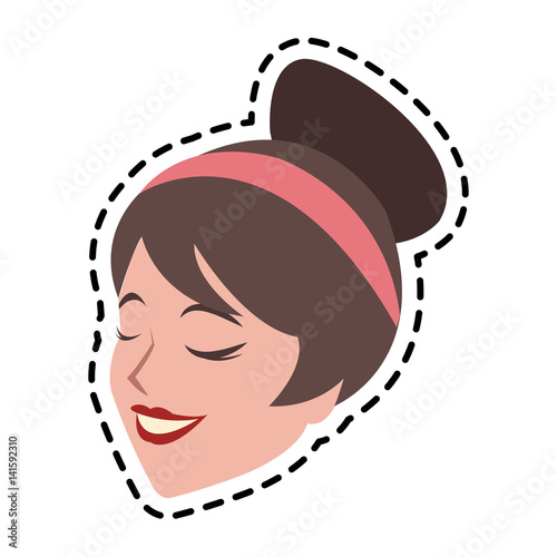 pretty brunette woman icon image vector illustration design